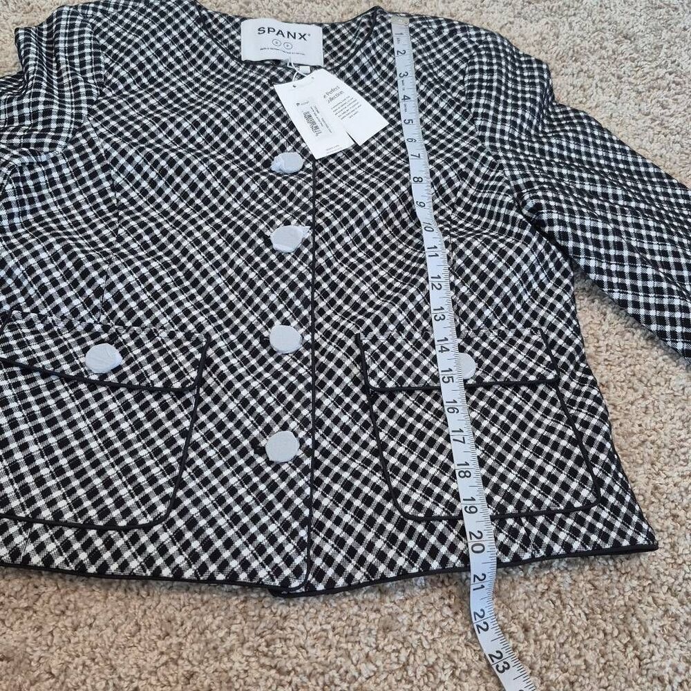 SPANX Women’s Ponte Jacket Jacquard Plaid Cropped Blazer Size S - Picture 7 of 12